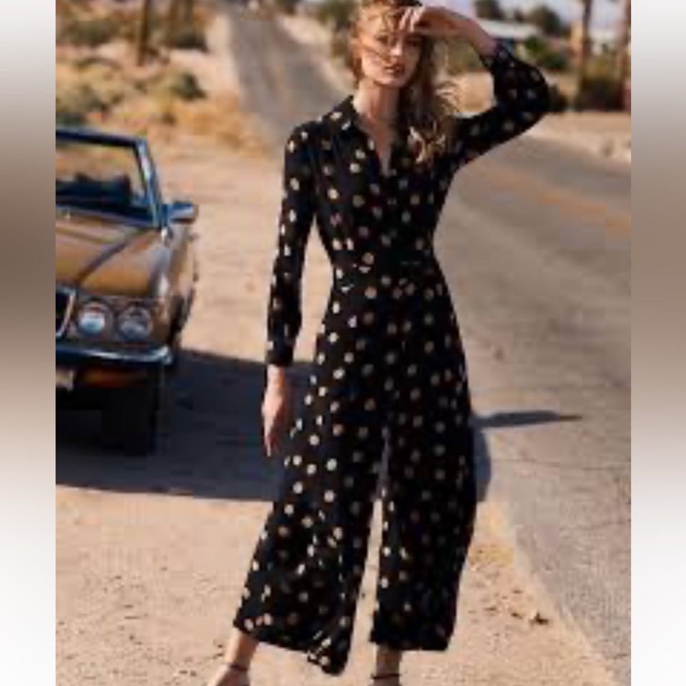 Anthropologie Loveland polka dot jumpsuit
